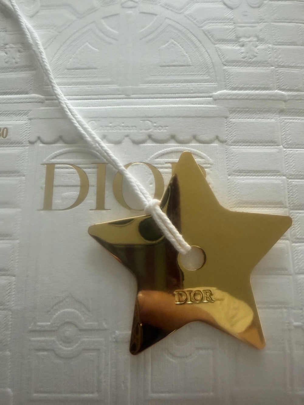 Dior Gold Star Pendant with White Cord